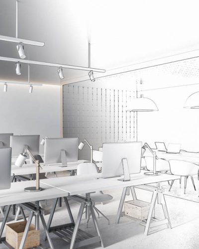 Creative doodle of a modern office interior.